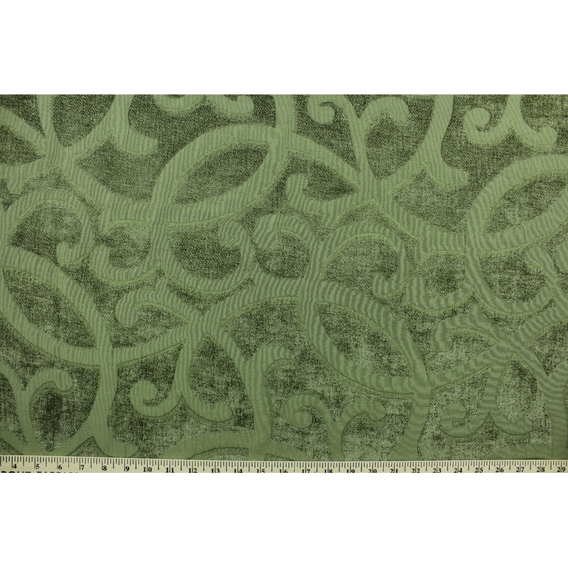 Serendipity Scroll Chenille Fabric in Moss