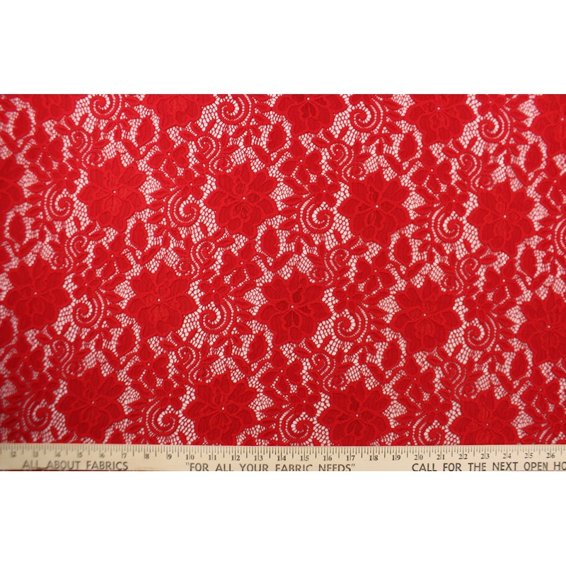 Stretch Lace Fabric in Red