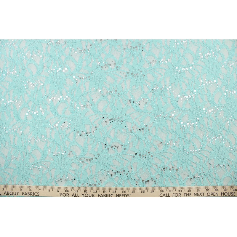 Stretch Lace Fabric in Shimmering Mint