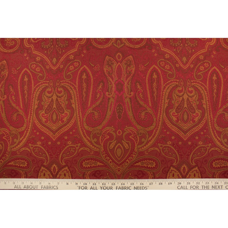 Toasted Jacquard Fabric in Crimson