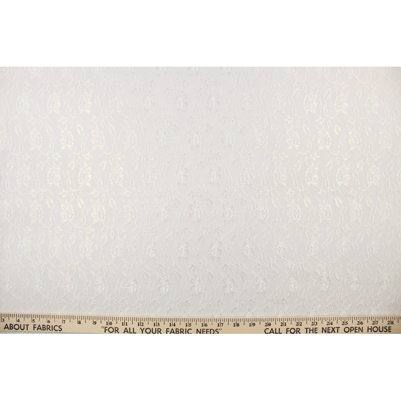 Woven Floral Lace Fabric in Popping White