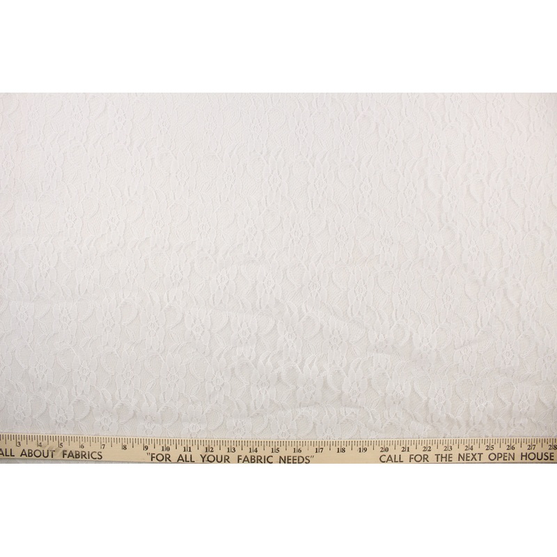 Woven Floral Lace Fabric in White Flowers