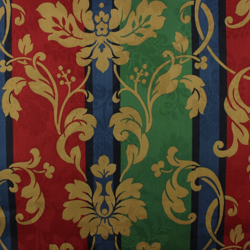 Braemore Floral Stripes Fabric  in Jewel Tones