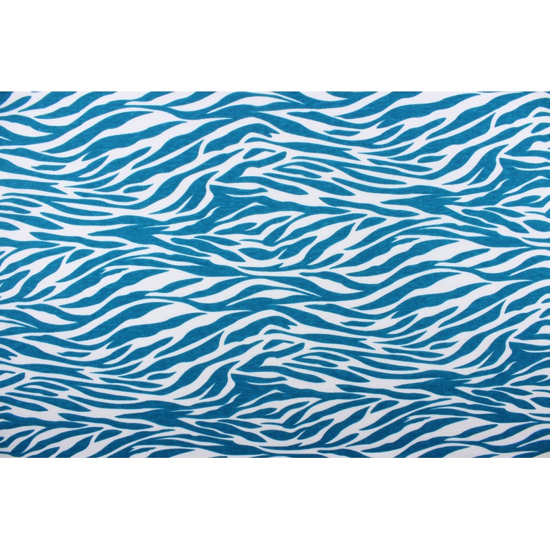 Jersey Knit Fabric in Waves of Cyan