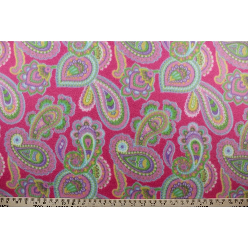 Paisley Doubled Sided Fleece Fabric in Fuchsia