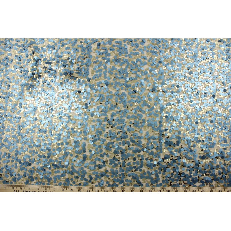 Sequined Net in Blue/Gold