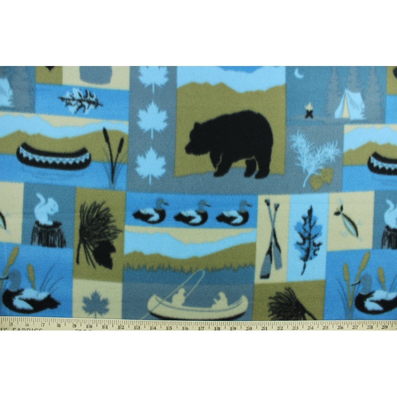 Yellowstone Printed Fleece Fabric in Blue