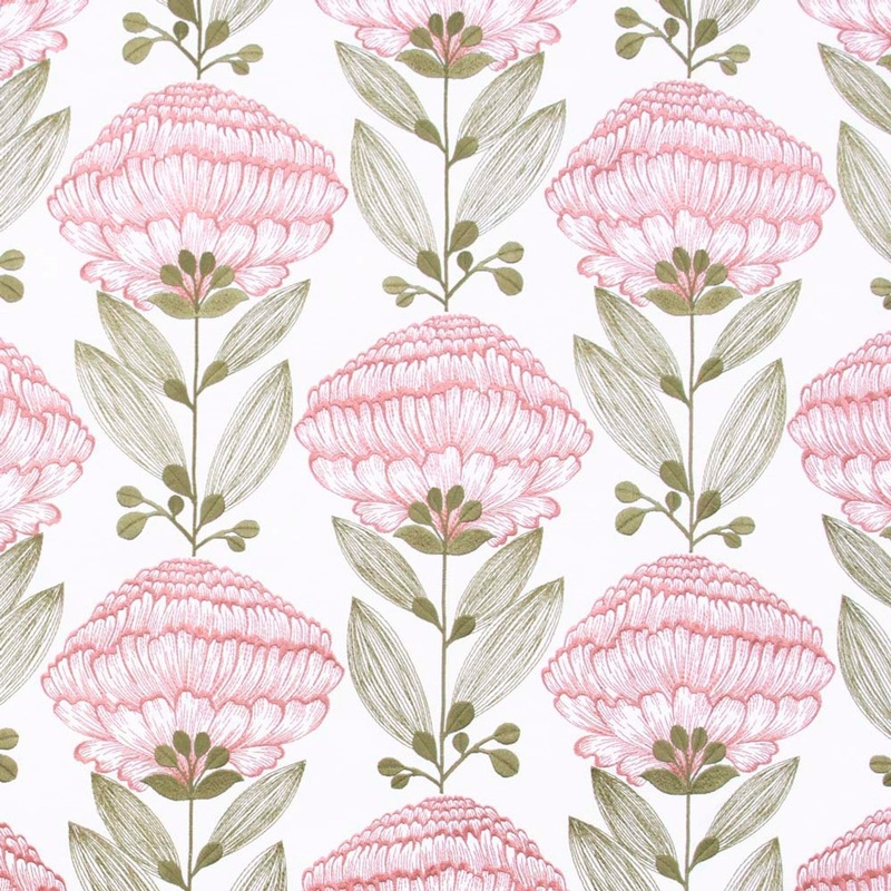 Carole Fabric Allium Bloom Embroidered Fabric in Ballerina Pink