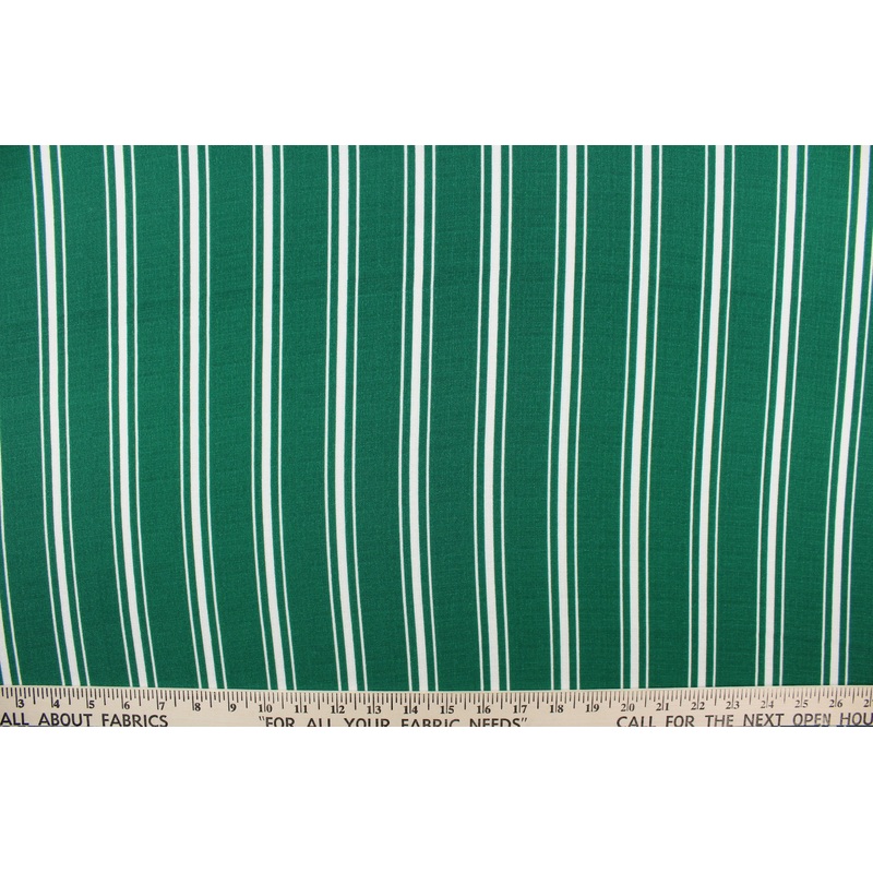 Emerald Green with White Stripe Georgette Fabric