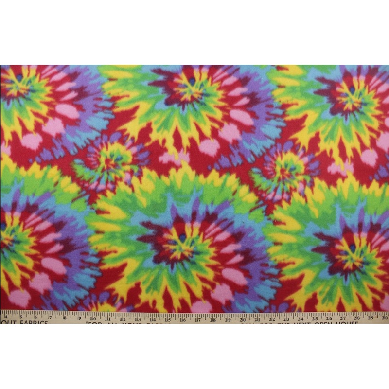 Far Out Tie Dye Fleece Fabric in Bright
