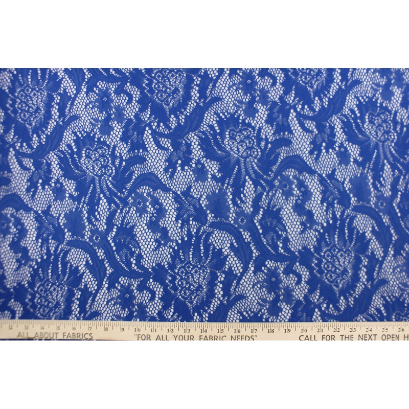 Stretch Lace Fabric in Rich Blue