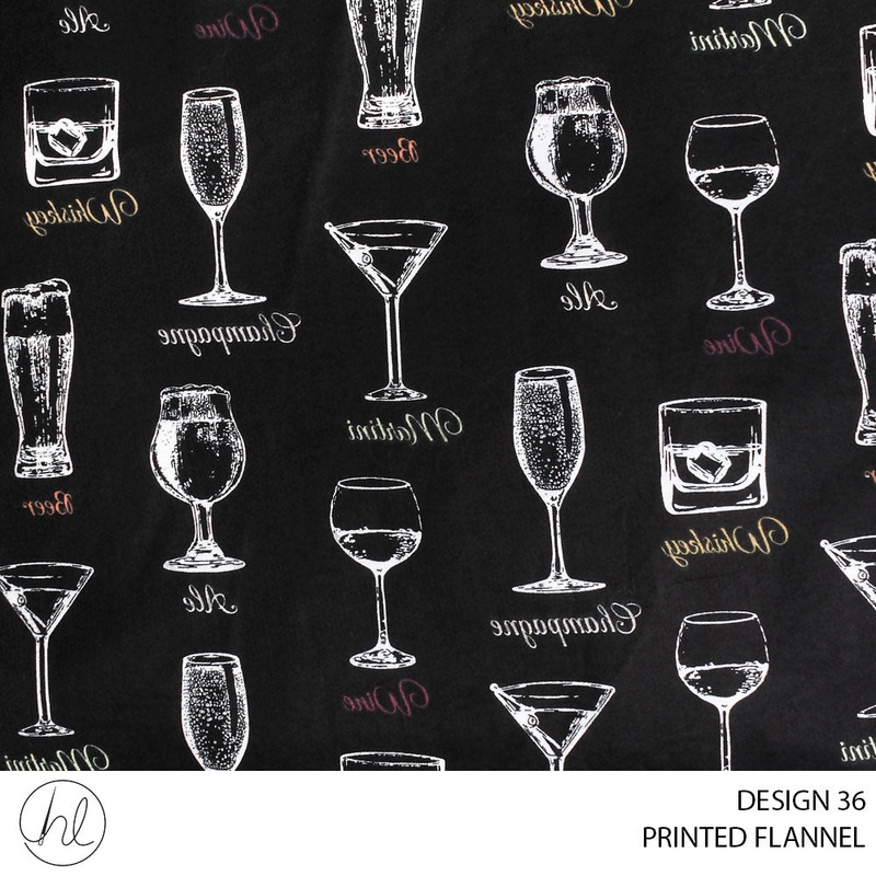 PRINTED FLANNEL 51 BLACK 110CM PER M