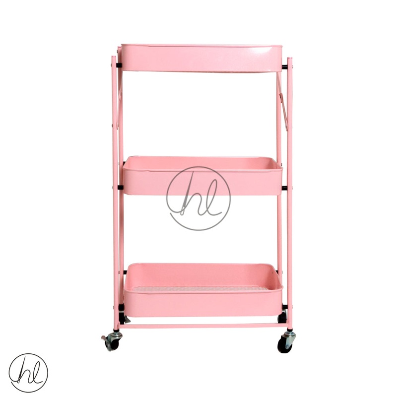 TROLLEY ON WHEELS 3 TIER PINK