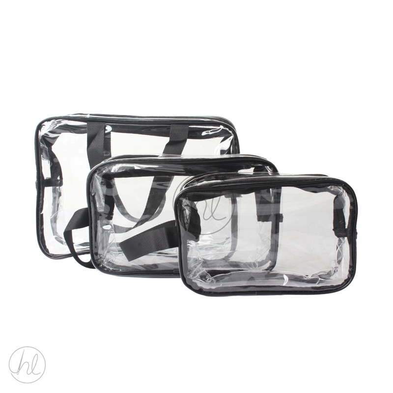 COSMETIC BAG 3PCE  BLACK FREE