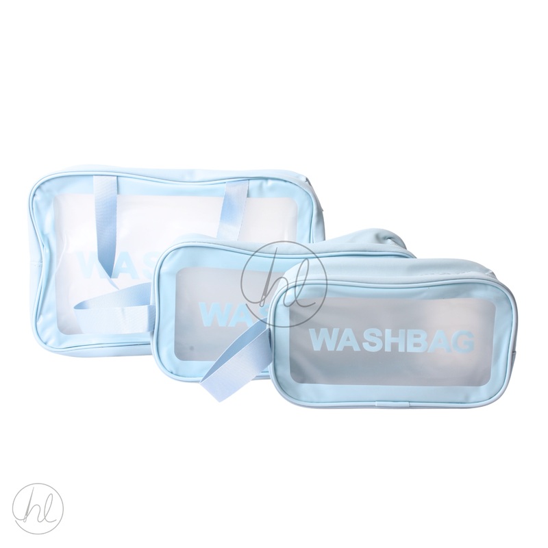 COSMETIC BAG 3PCE  BLUE FREE