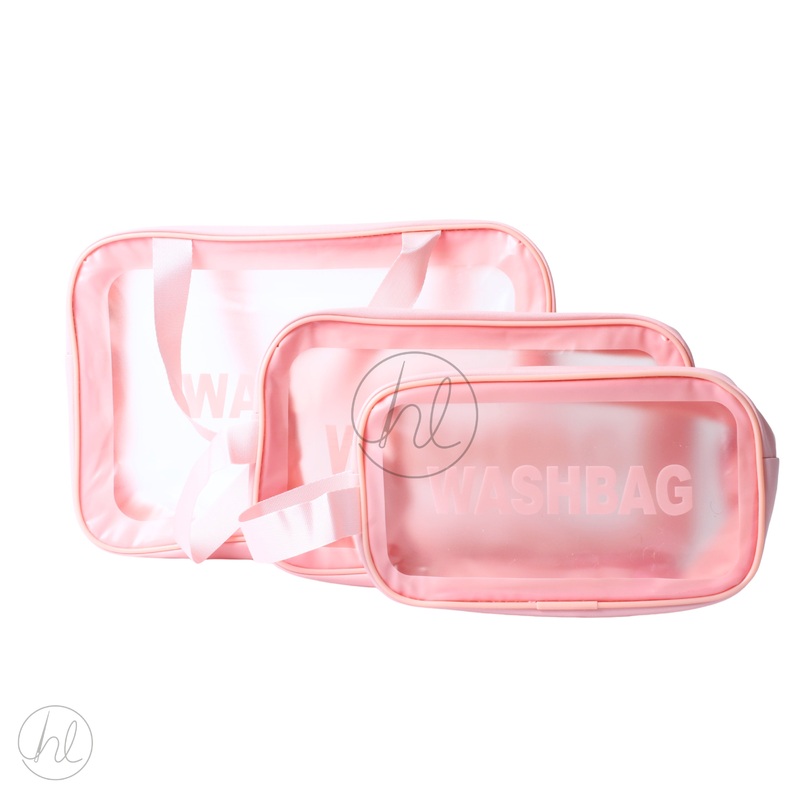 COSMETIC BAG 3PCE  PINK FREE