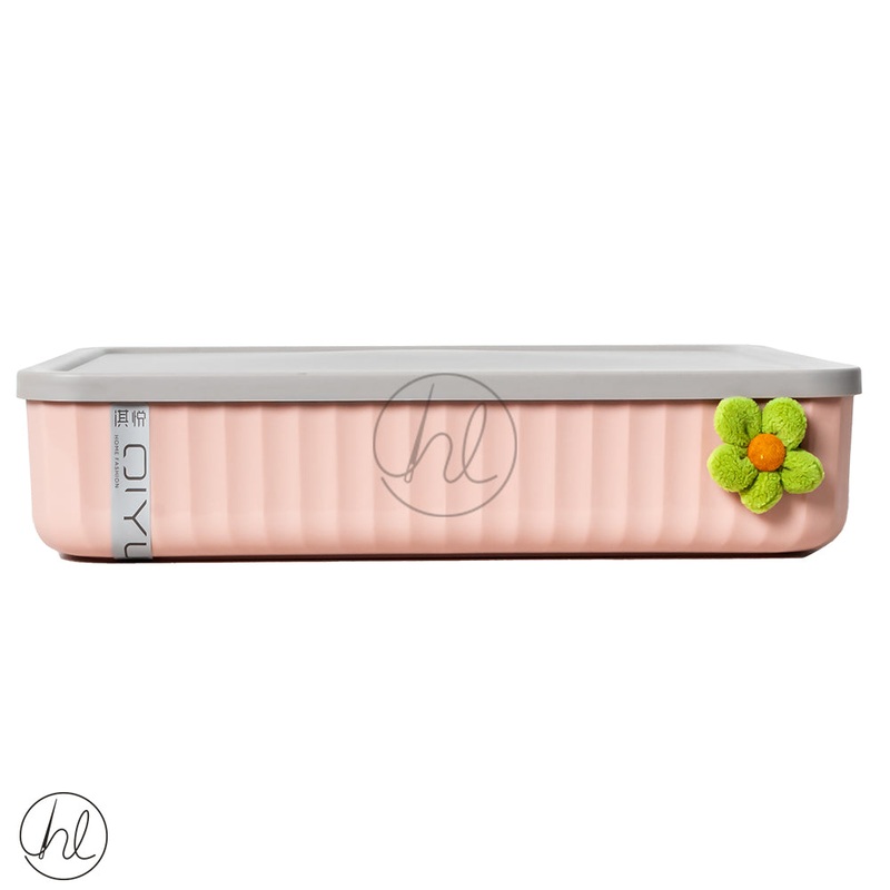 STORAGE BASKET WITH LID ABY-4555 DUSTY PINK MEDIUM