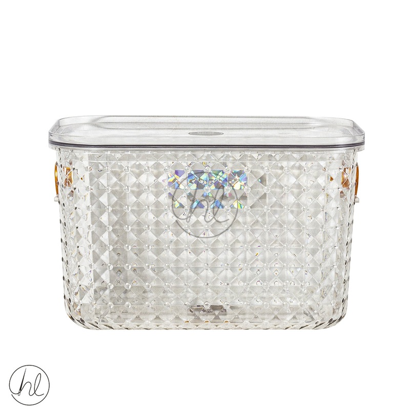 STORAGE BOX WITH HANDLE DIAMOND ASSORTED CLEAR ABY-4853 MED