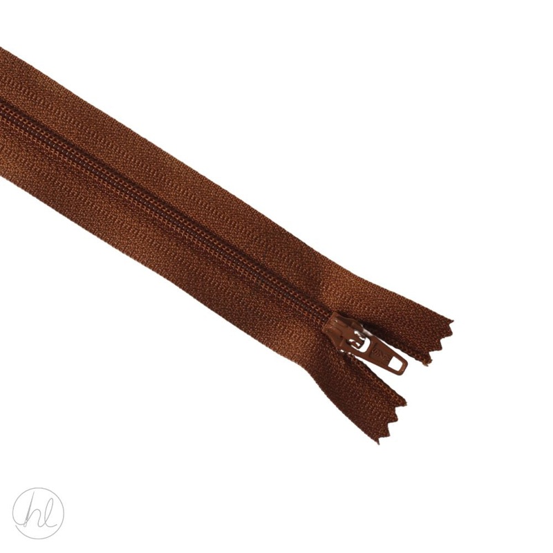 NYLON DRESS ZIPS L/BROWN 25CM