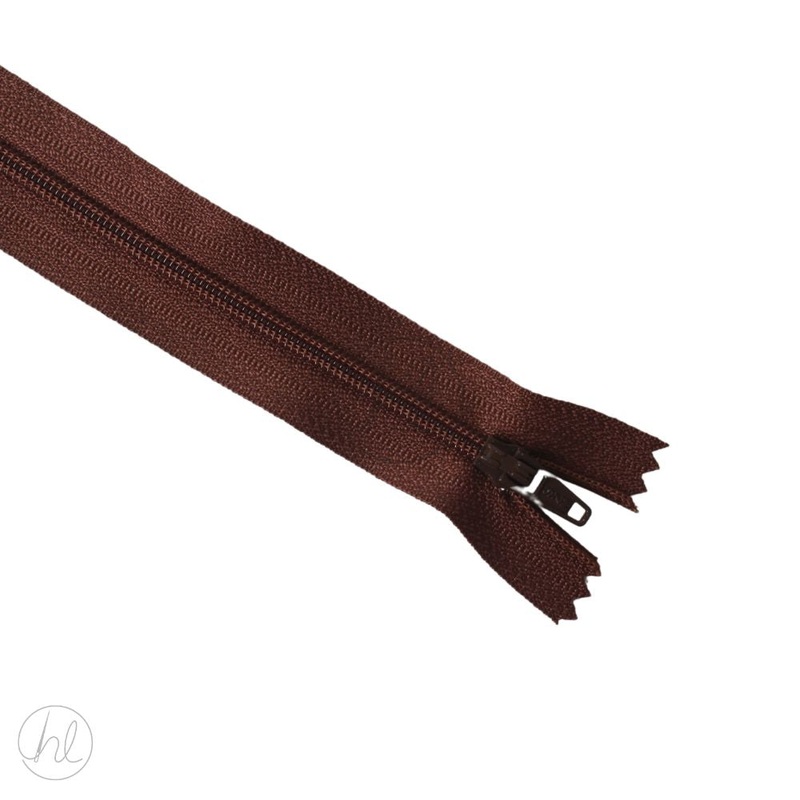 NYLON DRESS ZIPS MED/BROWN 25CM