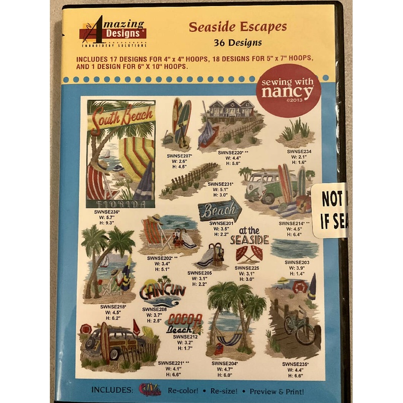 AMAZING DESIGNS EMBROIDERY - CD. Seaside Escapes