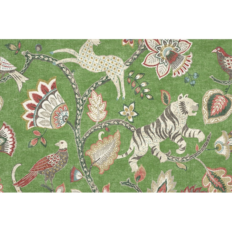 Belle Maison Jonah Whimsical Animal Theme Fabric in  Leaf