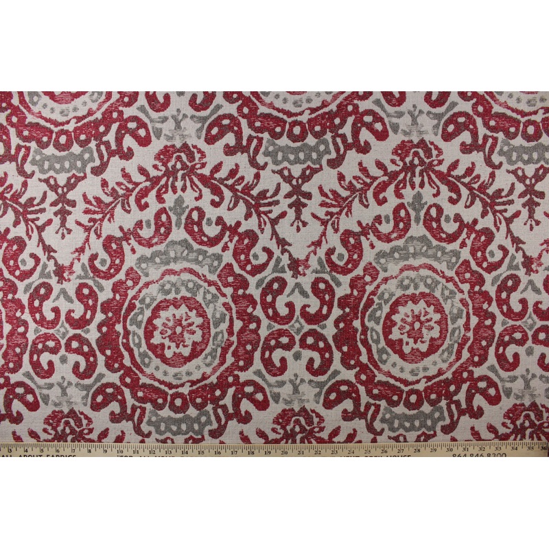 Duralee Fabrics Suzani/Medallion Tapestry Fabric in Red