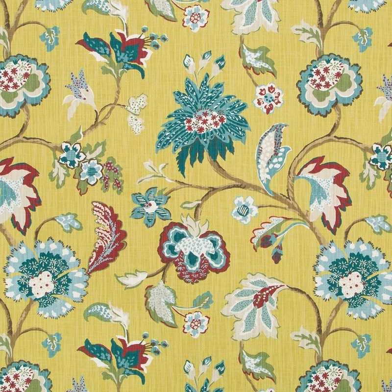 Robert Allen Bromwich Floral Fabric in Zest