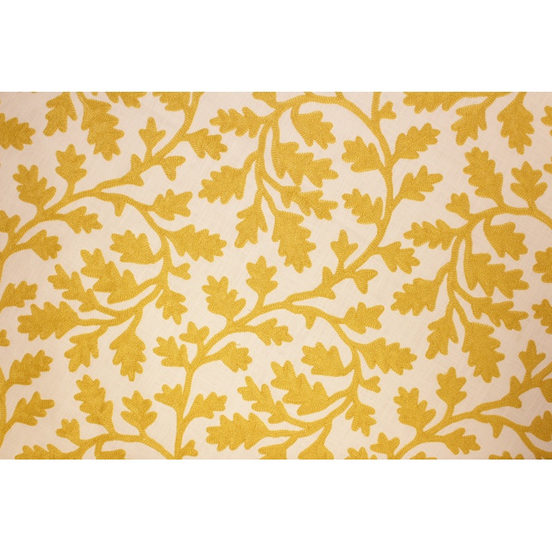 Robert Allen Folk Vine Embroidered Fabric in Jonquil