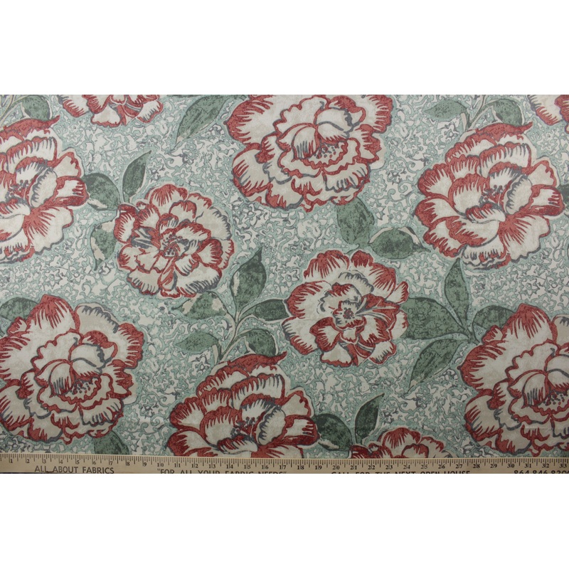 Robert Allen Peony Bowl Fabric in Coral