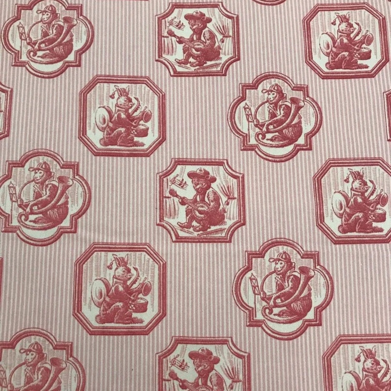 Vintage P/Kaufnamm Singerie Chinoiserie Musical Monkeys Fabric in Red