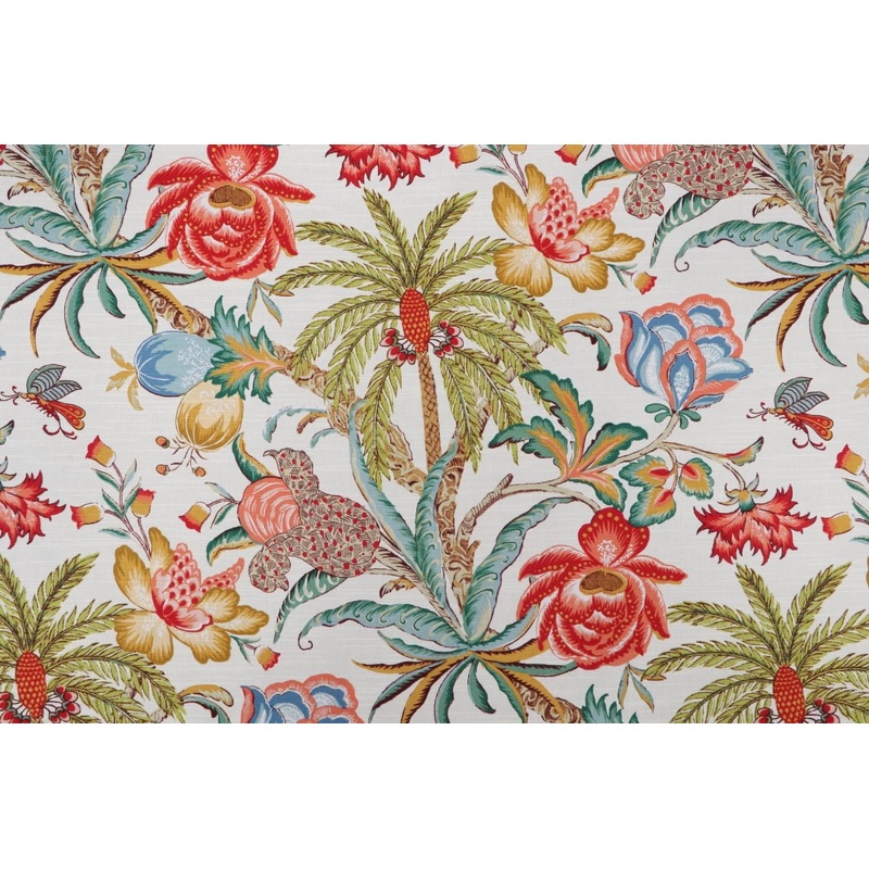 Waverly Fiji Floral Jacobean Tropical Fabric in Gardenia