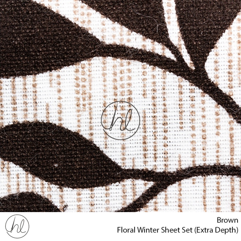 Floral Winter Sheet Set Extra Depth Brown Queen