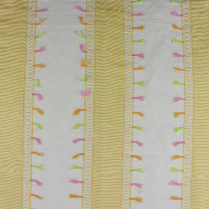 Onyx Age Lily Stripe Woven Cotton Decorator Fabric in Yellow