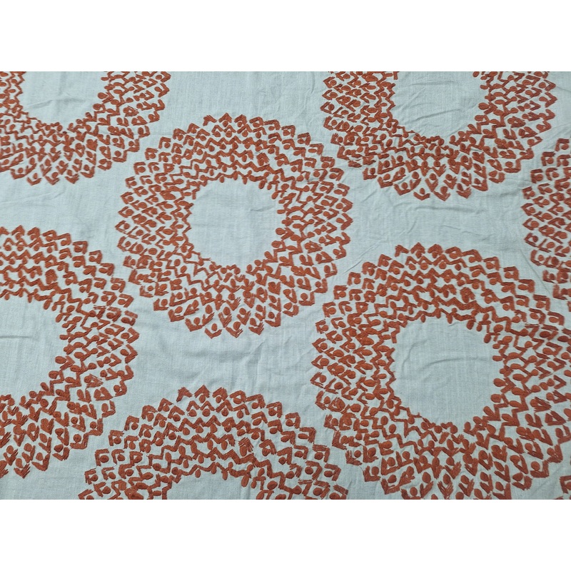 Robert Allen Mandrello Embroidered Fabric in Tomato
