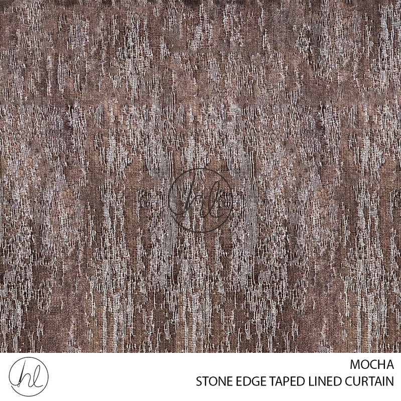 TAPED LINED READY-MADE CURTAIN STONE EDGE MOCHA 225X218CM