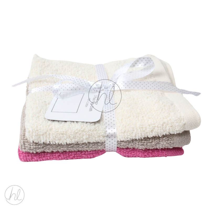 FACE CLOTH 3 PACK CRM/CERISE/PEBBLE FREE 1