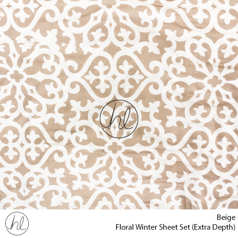 Floral Winter Sheet Set Extra Depth Beige Double