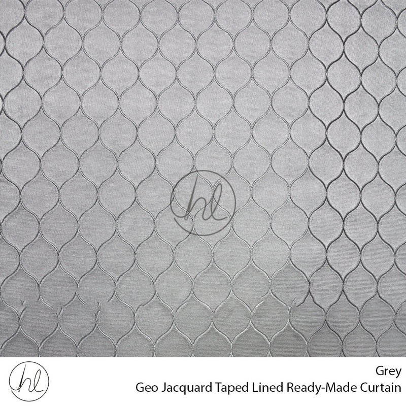 Jacquard Taped Lined Ready-Made Curtain Geo Grey 230x218cm