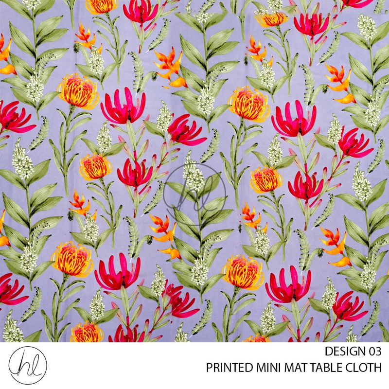 PRINTED MINI MATT TABLE CLOTH LJ FLORAL/GREY 145X250