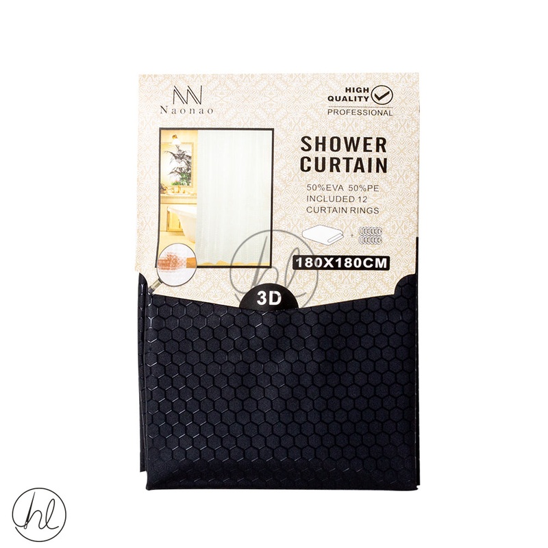 SHOWER CURTAIN ABY-4758 BLACK 180X180CM