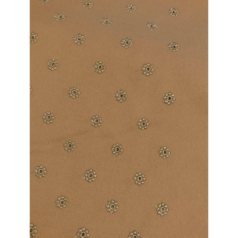 Beige color embroidered fabric, 2yds. approx. 60" wide