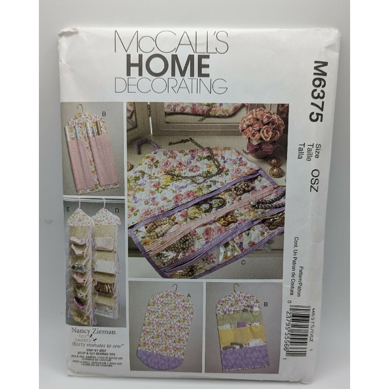 McCall's 6375 Home Decorating Nancy Zieman Garment Bag & Organizer Pattern