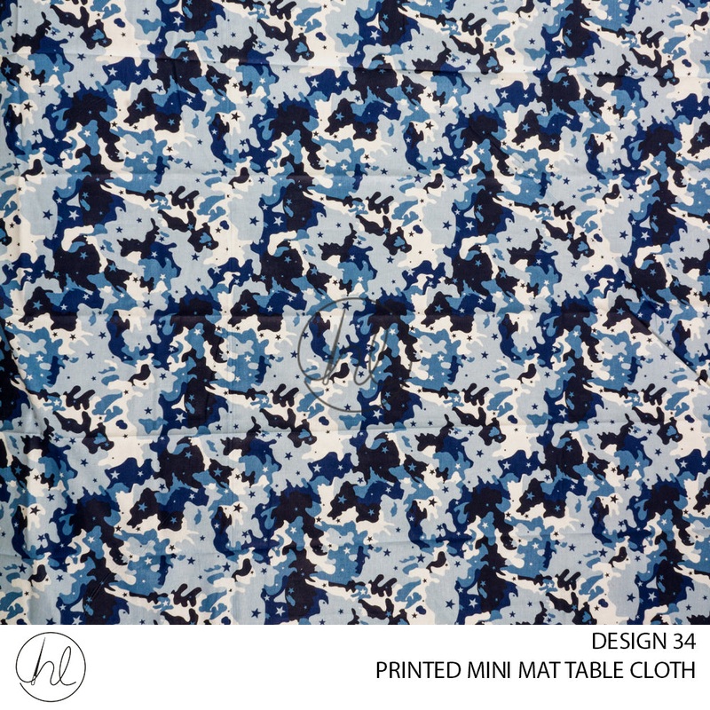 PRINTED MINI MATT TABLE CLOTH LJ BLUE/ARMY 145X250