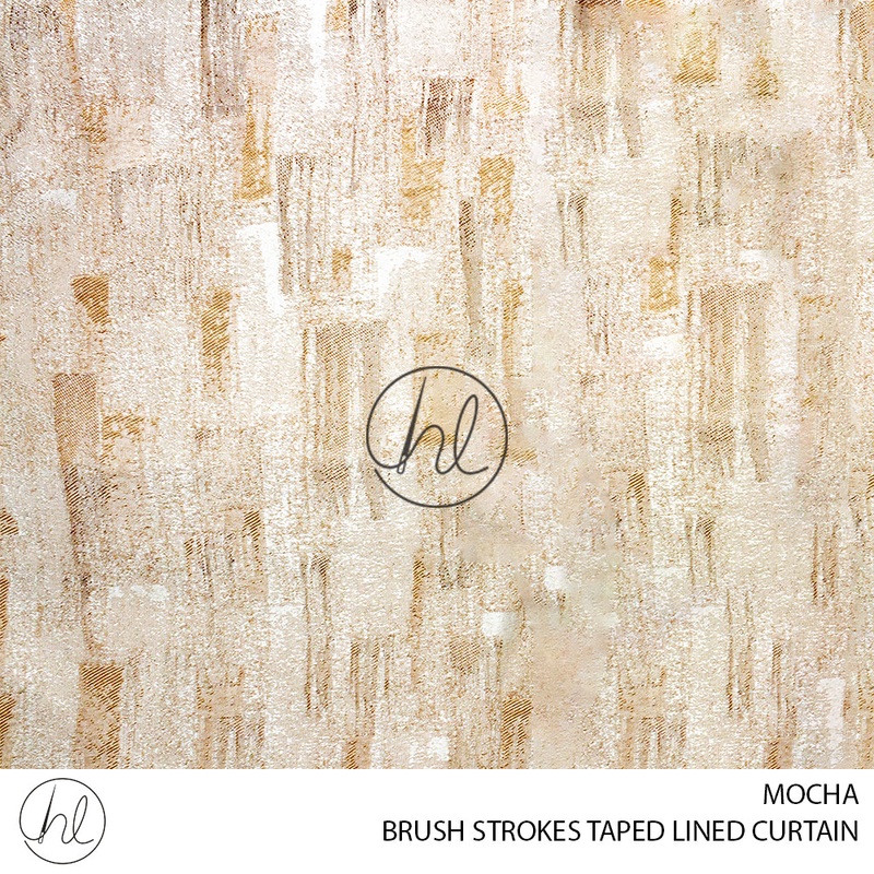 TAPED LINED READY-MADE CURTAIN BRUSH STROKES MOCHA 225X218CM