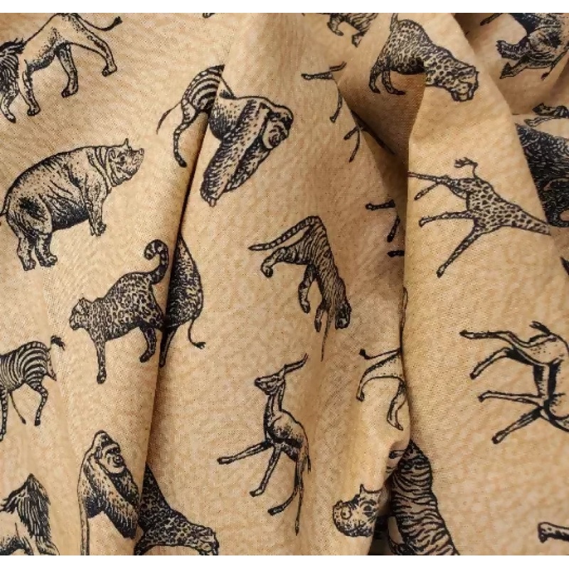 Cotton Wild Animal Print Fabric Remnant