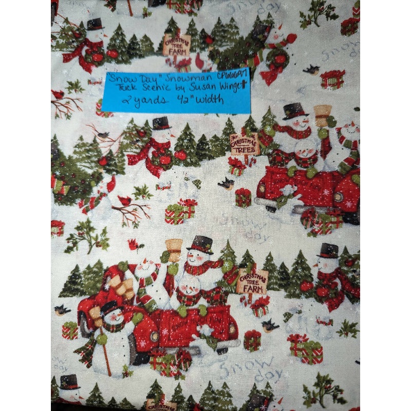 Susan Winget Snowman Truck Scenic "Snow Day" Fabric CP66697