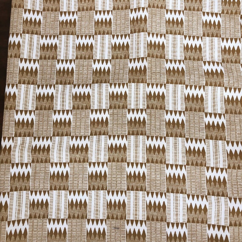 Vintage White & Tan Geometric Diamond Stripe Print Lightweight Duck Cloth Fabric 2 yards 28 Inches Long 36 inches Wide