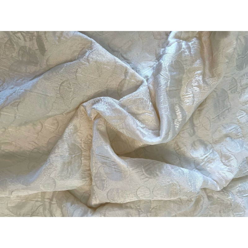 White Satin Quilted Brocade with Apples 3 Yards