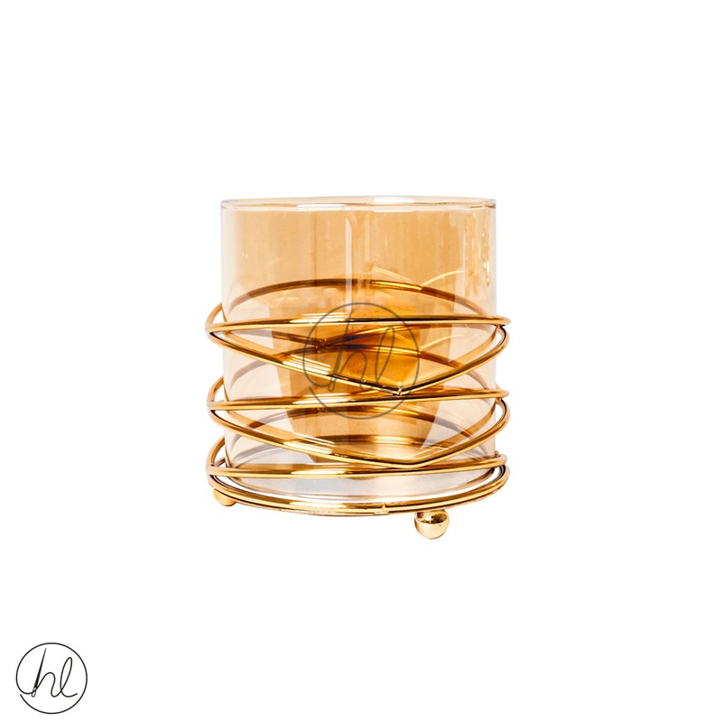 CYLINDRICAL CANDLE HOLDER ABY-5014 GOLD 11x11CM